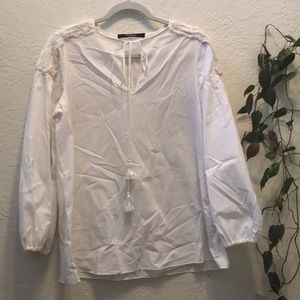 Givenchy White Peasant Top with Shoulder Detail